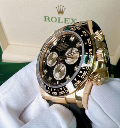 Rolex Daytona 2025 New Daytona Yellow Gold Black Diamond Oysterflex