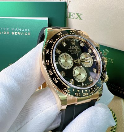 Rolex Daytona 2025 New Daytona Yellow Gold Black Diamond Oysterflex