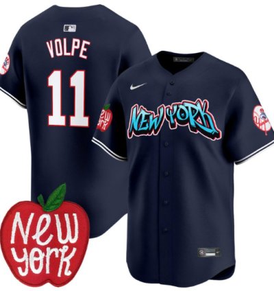 Anthony Volpe Jersey 11 New York Yankees Apple Patch Vapor Premier Limited Stitched Navy