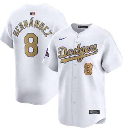 Enrique Hernández 8 Los Angeles Dodgers 2025 Gold Collection Limited Men Jersey - White