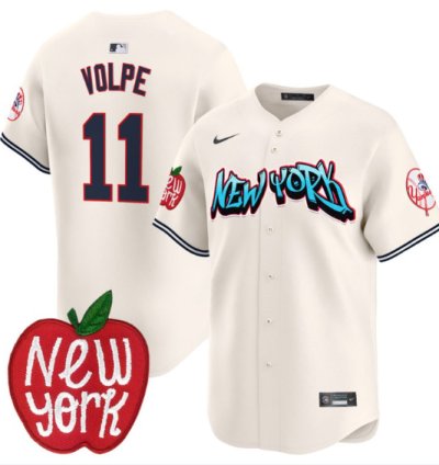 Anthony Volpe Jersey 11 New York Yankees Apple Patch Vapor Premier Limited Stitched Cream