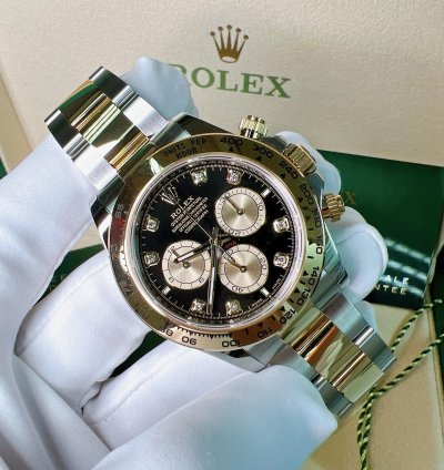 Rolex Daytona 2025 New Daytona Yellow Gold Two Tone Black Diamond Dial