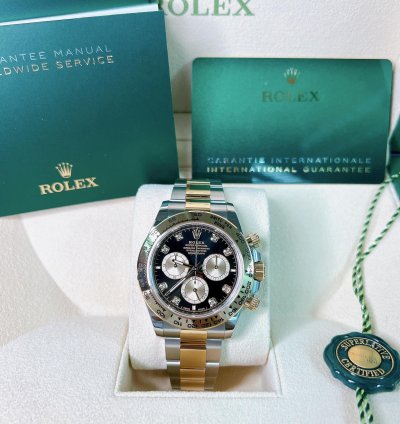 Rolex Daytona 2025 New Daytona Yellow Gold Two Tone Black Diamond Dial