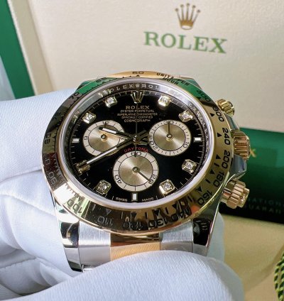 Rolex Daytona 2025 New Daytona Yellow Gold Two Tone Black Diamond Dial