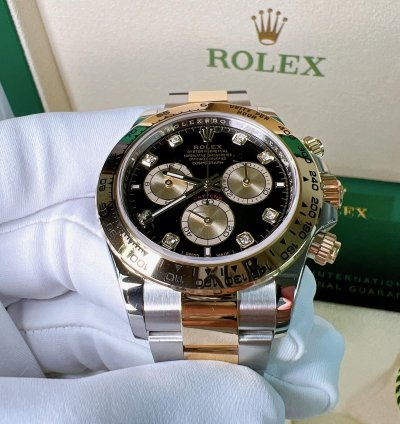 Rolex Daytona 2025 New Daytona Yellow Gold Two Tone Black Diamond Dial