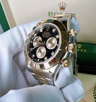 Rolex Daytona 2025 New Daytona Yellow Gold Two Tone Black Diamond Dial