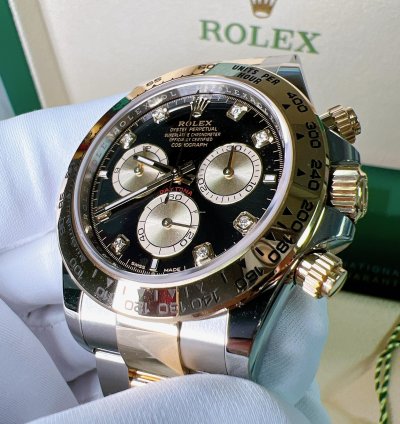 Rolex Daytona 2025 New Daytona Yellow Gold Two Tone Black Diamond Dial