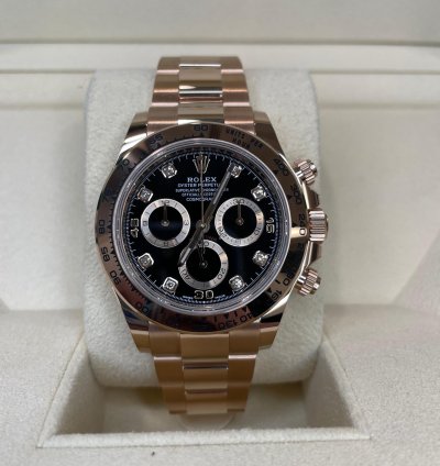 Rolex Daytona rose Gold Black Diamond Dot Dial