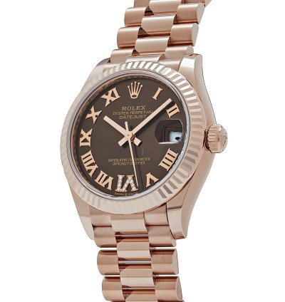 Rolex Datejust 31 278275 Ladies Rose Gold Diamond Chocolate Dial President 2024
