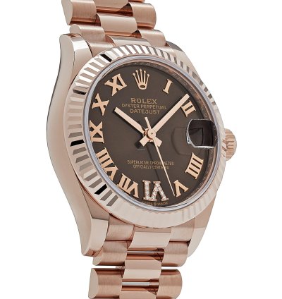 Rolex Datejust 31 278275 Ladies Rose Gold Diamond Chocolate Dial President 2024