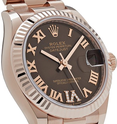 Rolex Datejust 31 278275 Ladies Rose Gold Diamond Chocolate Dial President 2024