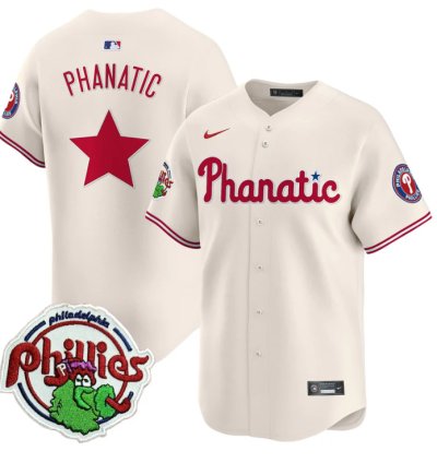 Phanatic Jersey Phillies Phanatic Patch Vapor Premier Limited Stitched Cream
