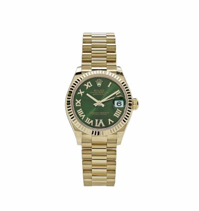 Rolex Datejust 31 278278 Ladies Yellow Gold Diamond Green Dial President 2023