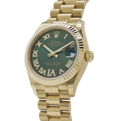 Rolex Datejust 31 278278 Ladies Yellow Gold Diamond Green Dial President 2023