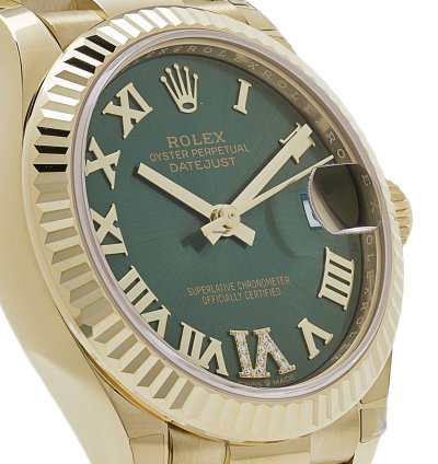 Rolex Datejust 31 278278 Ladies Yellow Gold Diamond Green Dial President 2023