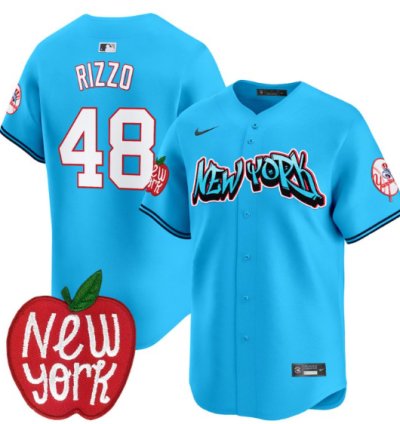 Anthony Rizzo Jersey 48 New York Yankees Apple Patch Vapor Premier Limited Stitched Light Blue