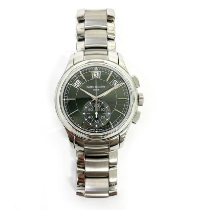Patek Philippe Annual Calendar Chronograph Complications Stainless Steel Olive Green Dial 5905 1a-001