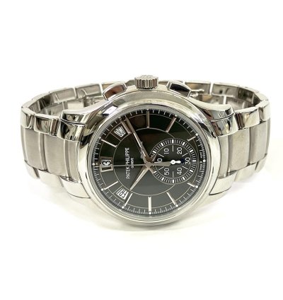 Patek Philippe Annual Calendar Chronograph Complications Stainless Steel Olive Green Dial 5905 1a-001