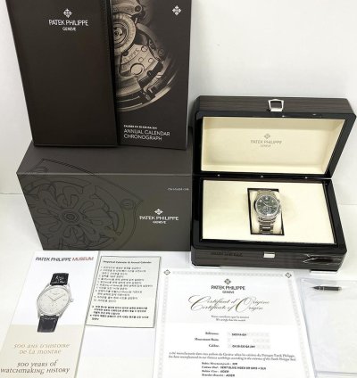 Patek Philippe Annual Calendar Chronograph Complications Stainless Steel Olive Green Dial 5905 1a-001