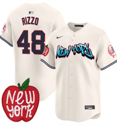 Anthony Rizzo Jersey 48 New York Yankees Apple Patch Vapor Premier Limited Stitched Cream