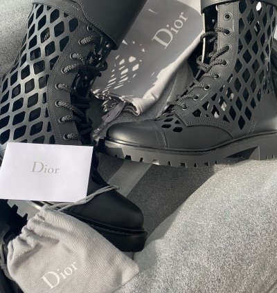 Dior -trap Leather Lace-up Boots