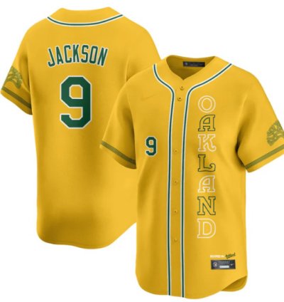 Reggie Jackson Jersey 9 Oakland Athletics City Connect Concept Stitched Yellow