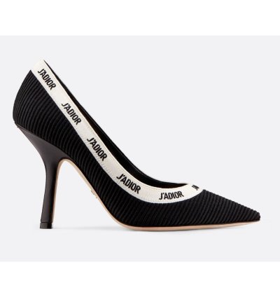 Dior Adior Jadior Black White Ribbon Logo Heel Pump 39 5