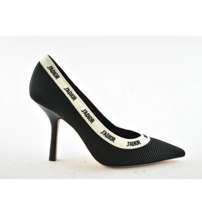 Dior Adior Jadior Black White Ribbon Logo Heel Pump 39 5