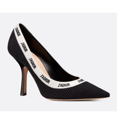 Dior Adior Jadior Black White Ribbon Logo Heel Pump 39 5
