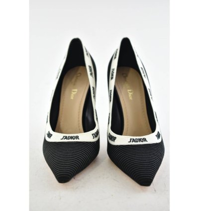 Dior Adior Jadior Black White Ribbon Logo Heel Pump 39 5