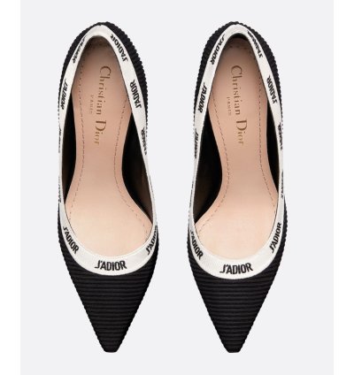Dior Adior Jadior Black White Ribbon Logo Heel Pump 39 5