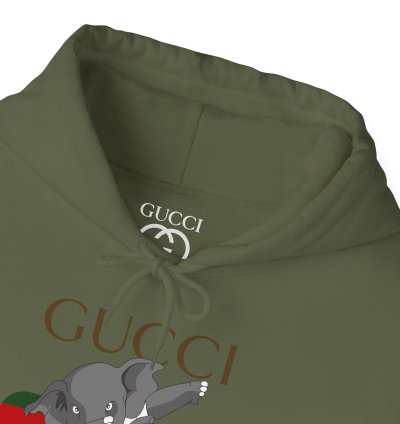 Gucci Elephant Military Green Hoodie - Size Usa