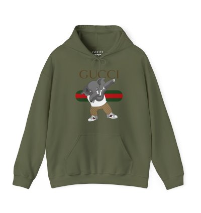 Gucci Elephant Military Green Hoodie - Size Usa