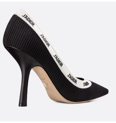 Dior Adior Jadior Black White Ribbon Logo Heel Pump 39 5