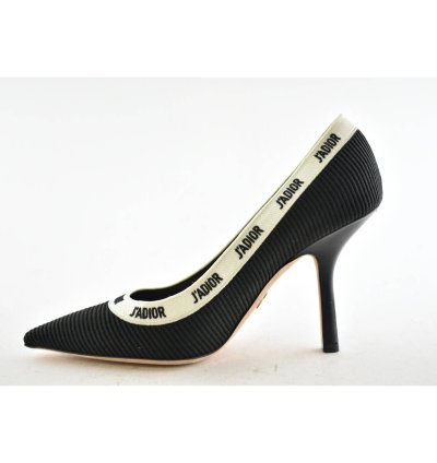 Dior Adior Jadior Black White Ribbon Logo Heel Pump 39 5