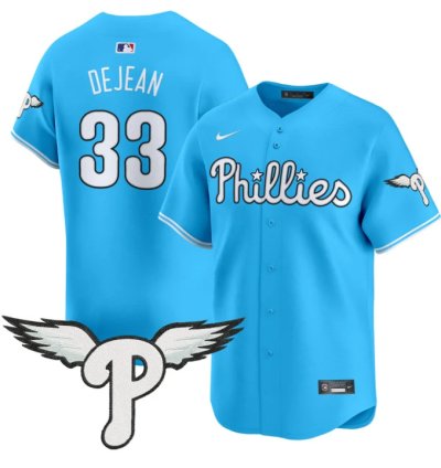 Cooper Dejean Jersey 33 Philadelphia Phillies 2025 Vapor Premier Limited Stitched Light Blue