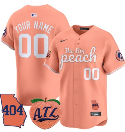 Custom Atlanta Braves Jersey 404 The Big Peach Vapor Premier Limited Stitched Peach