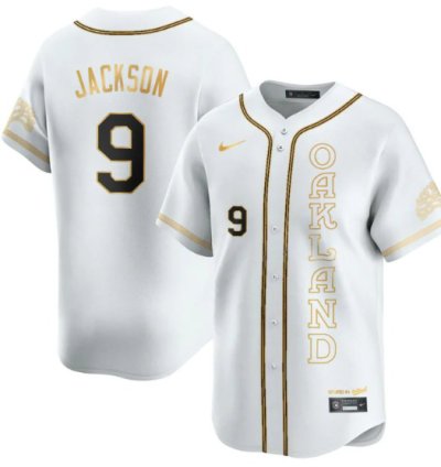 Reggie Jackson Jersey 9 Oakland Athletics City Connect Concept Stitched White Gold
