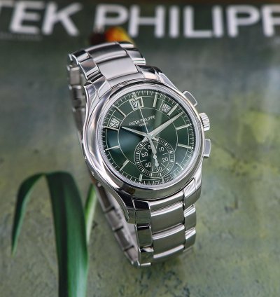 Patek Philippe Annual Calendar Chronograph Flyback Chronograph Annual Calendar Ref 5905 1a Olive Green Dial Full Set 2024