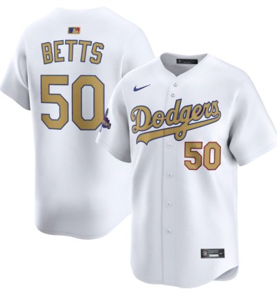 Mookie Betts 50 Los Angeles Dodgers 2025 Gold Collection Limited Men Jersey - White
