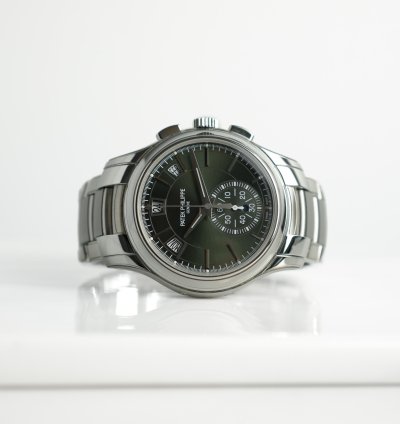 Patek Philippe Annual Calendar Chronograph Flyback Chronograph Annual Calendar Steel Green Dial 42mm Automatic