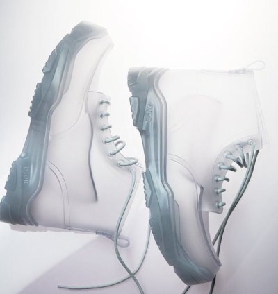 Dior And Danielarsham Translucentwhite Hightop Rubber Boots