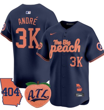 André Jersey 3k Atlanta Braves 404 The Big Peach Premier Limited Stitched Navy
