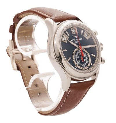 Patek Philippe Annual Calendar Chronograph Flyback Complication Blue Dial White Gold 5960 01g-001