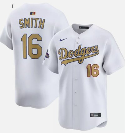 Will Smith Jersey 16 Dodgers White 2025 Gold Collection Limited Stitched