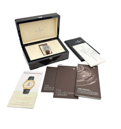 Patek Philippe Annual Calendar Chronograph Flyback Complication Blue Dial White Gold 5960 01g-001
