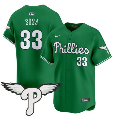 Edmundo Sosa Jersey 33 Philadelphia Phillies 2025 Vapor Premier Limited Stitched Kelly Green