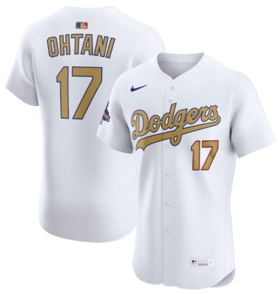 Shohei Ohtani 17 Los Angeles Dodgers 2025 Gold Collection Elite Men Jersey - White