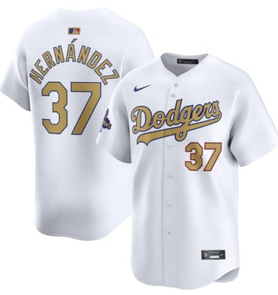 Teoscar Hernández 37 Los Angeles Dodgers 2025 Gold Collection Limited Men Jersey - White