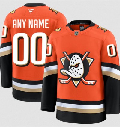 Mens Custom Anaheim Ducks Jersey Name Number 2025 Home Orange Stitched